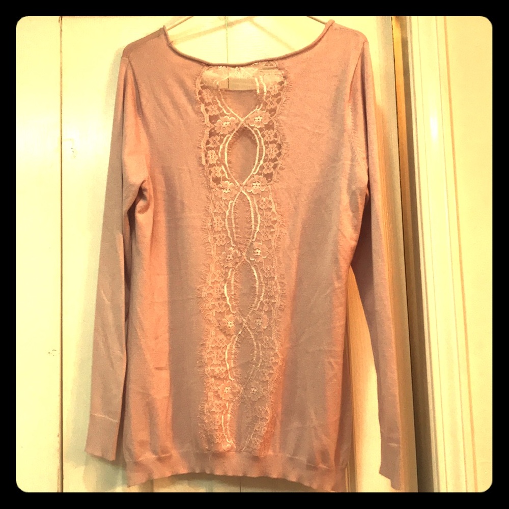Pink sweater with lace